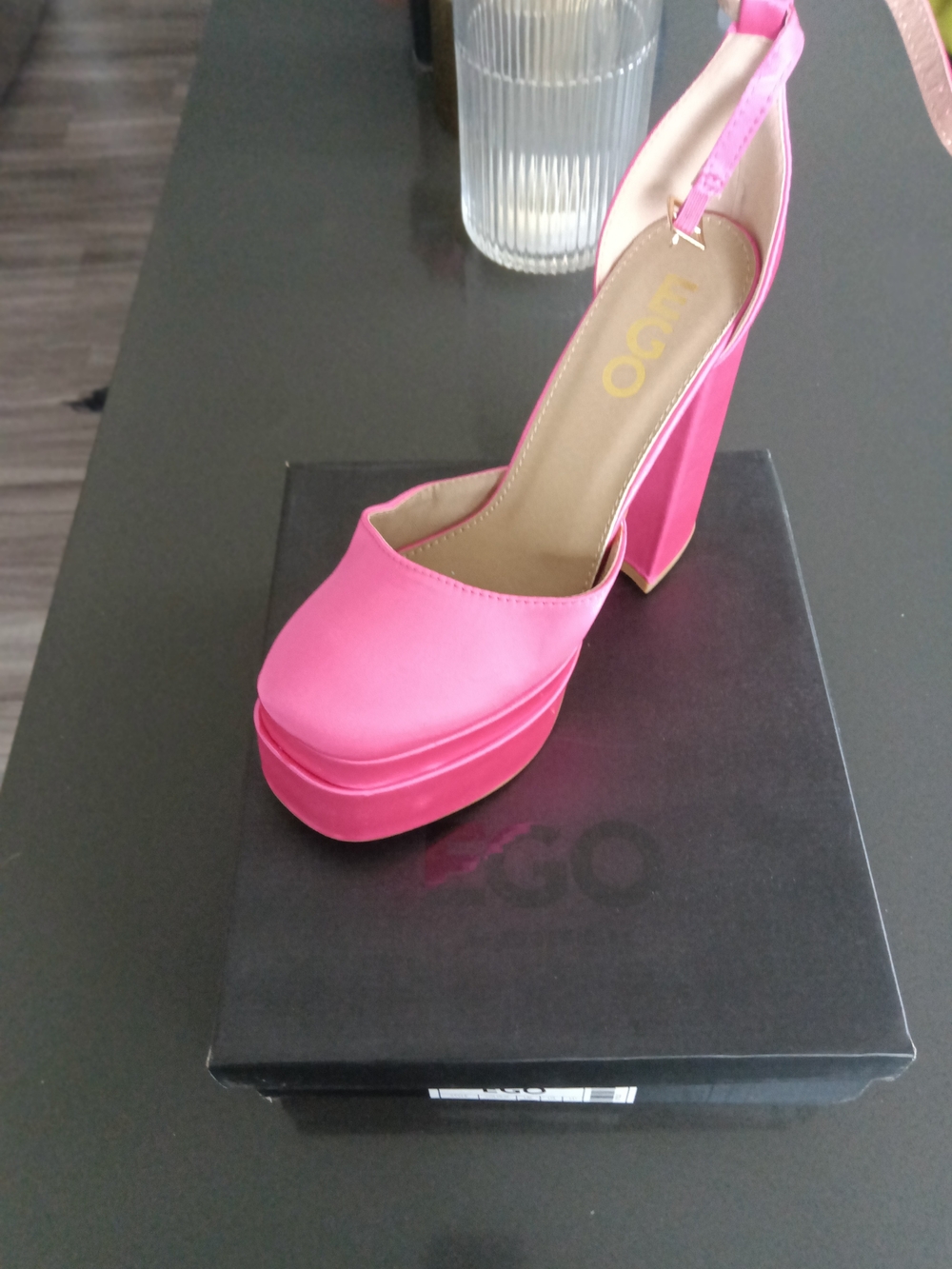 EGO Hot Pink Platform Block Heel Slingback